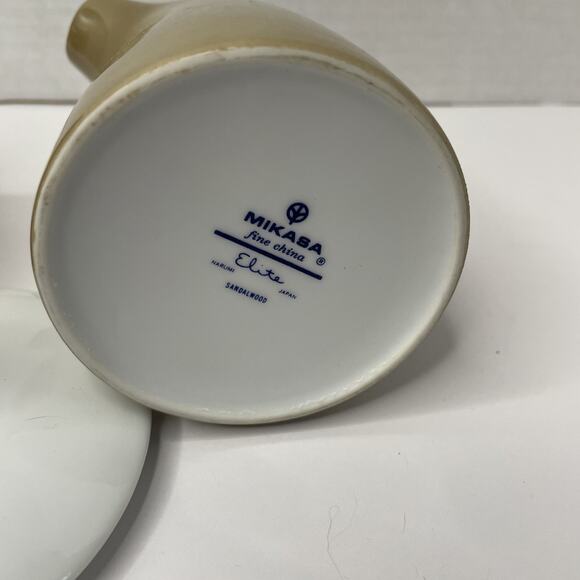 MIKASA Elite Sandlewood Creamer Pitcher & Sugar Bowl w/ Lid (Taupe Brown) - Picture 3 of 7